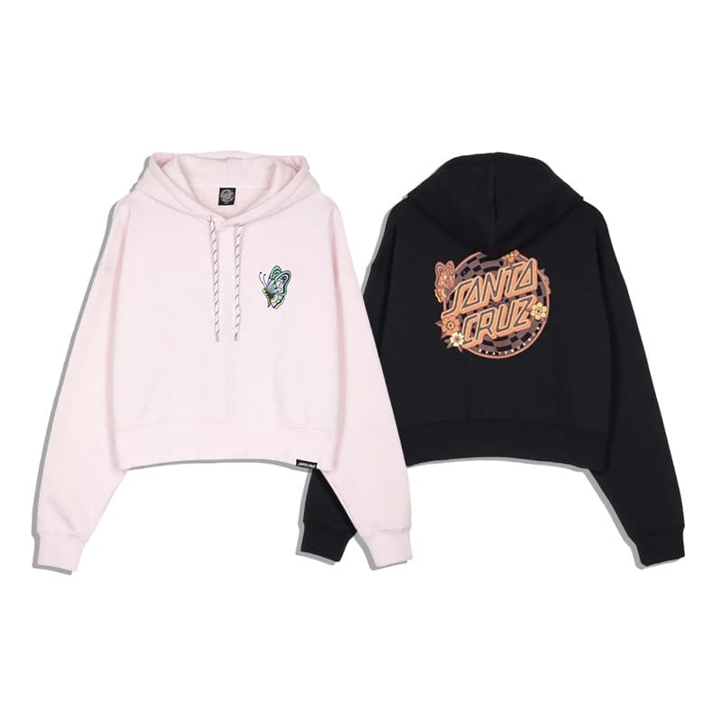 Genuíno bonito na moda skate SANTA CURZ fantasma mão padrão impressão solta ombro caído Casual moletom com capuz feminin