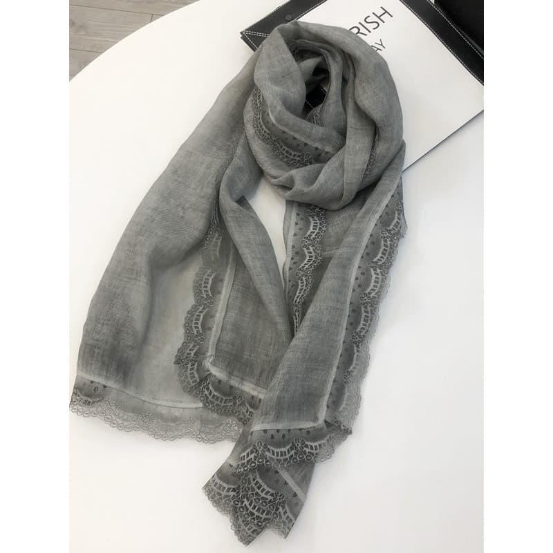 Estilo coreano elegante primavera novo estilo lenço de renda decoração cor sólida longo lenço de seda senhoras lenço de