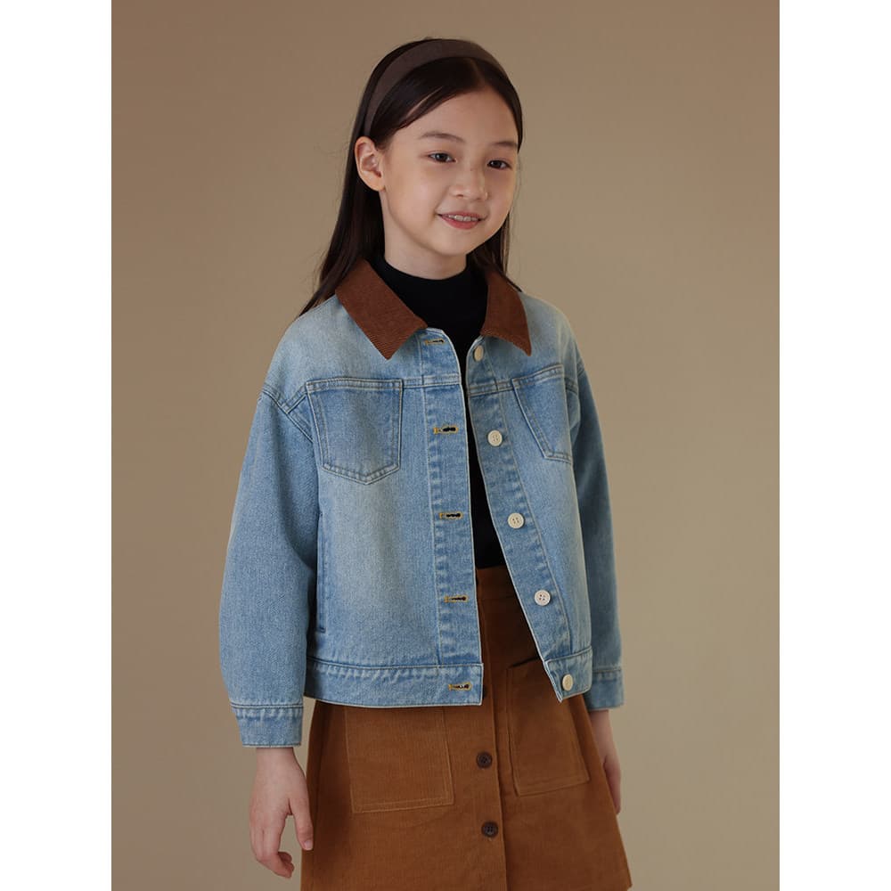 Haya roupas infantis primavera outono topos de algodão Retro Casual solto jaqueta meninos meninas contraste cor Denim ja