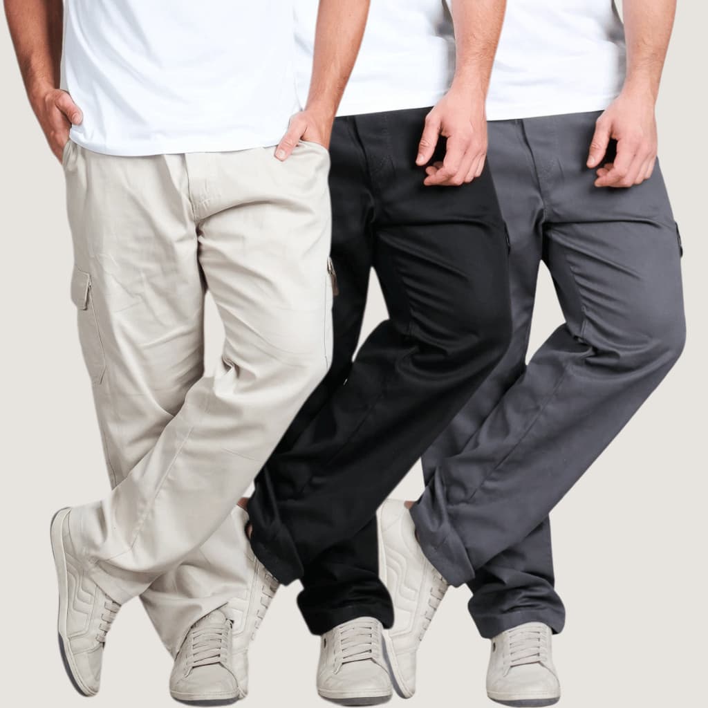 Calça Cargo Sarja Masculina Tática Militar Multi Bolsos Estilo Urbano Várias Cores