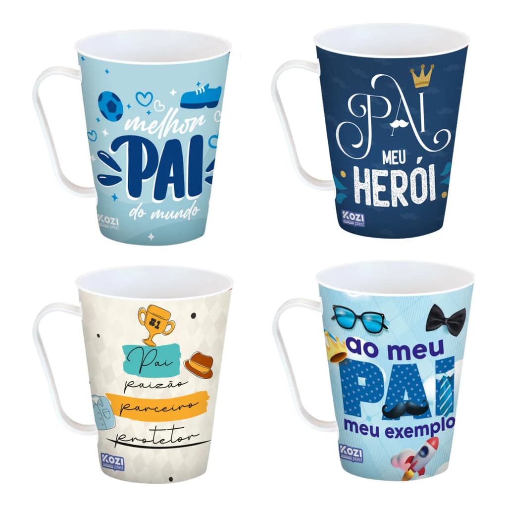 Kit 12 Canecas Presente Dia Dos Pais Decoradas 430ML Plástica
