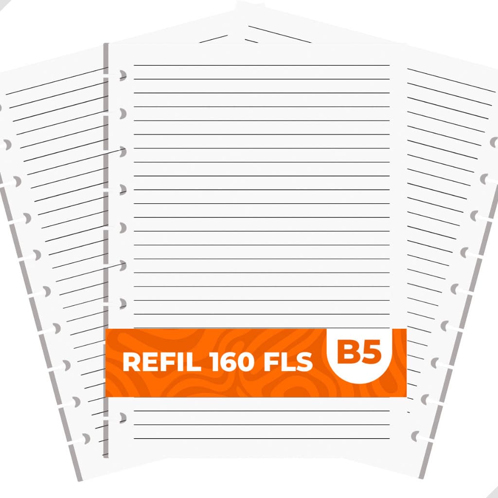 Refil 160 Folhas Pautadas B5 Caderno Inteligente Médio 10 Discos Reposicionáveis Material Escolar