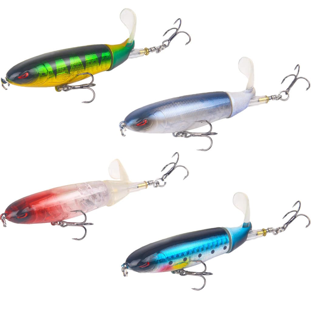 Kit 4x Isca Artificial Hélice 9cm Cauda Giratória Superfície