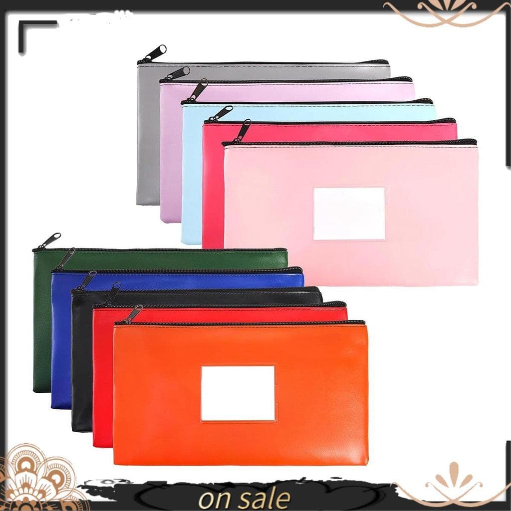 [Vendas Quentes Y] Kit De Sacos De Dinheiro De 10 Peças Com Zíper , Bolsas , Depósito De Banco De Segurança Cores , Conj