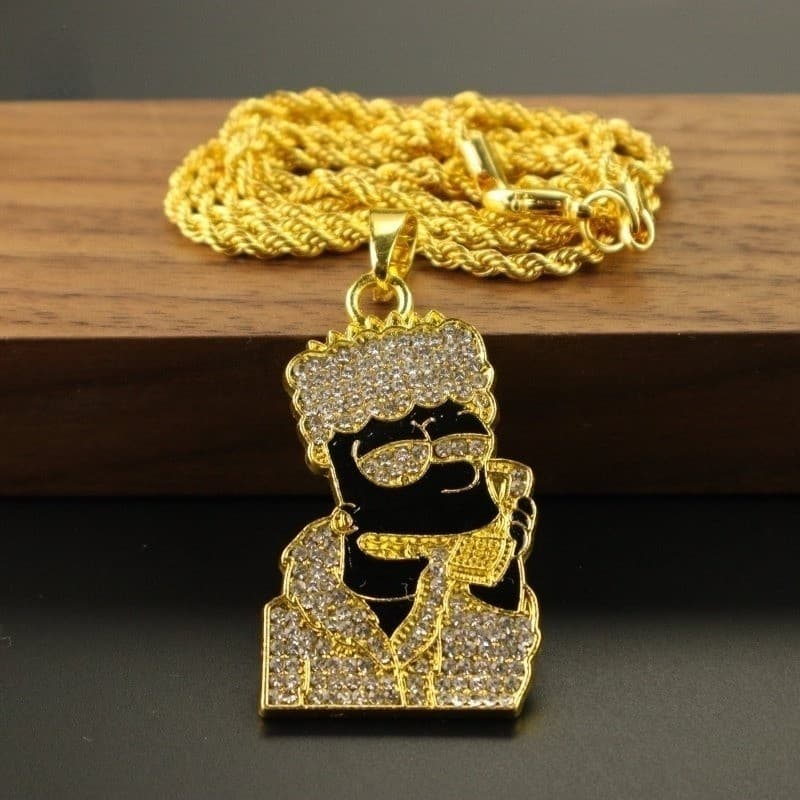 Colar Banhado a Ouro 24K Pingente de Zircão em Ouro Amarelo Menor Moda Masculina e Feminina Acessórios de Jóias HYOY