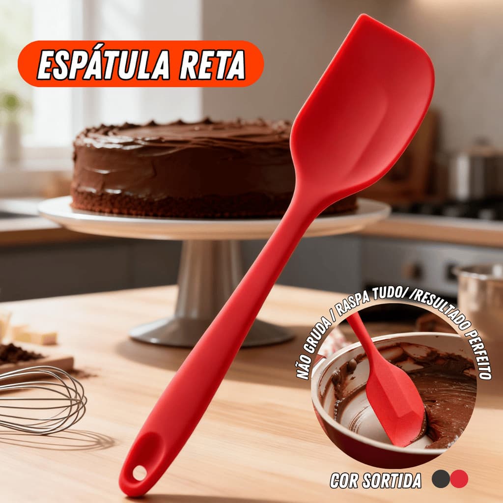 Kit 1/3 Espátula Silicone 28cm Pão Duro Flexível Antiaderente Cozinha Uso Profissional Confeitaria