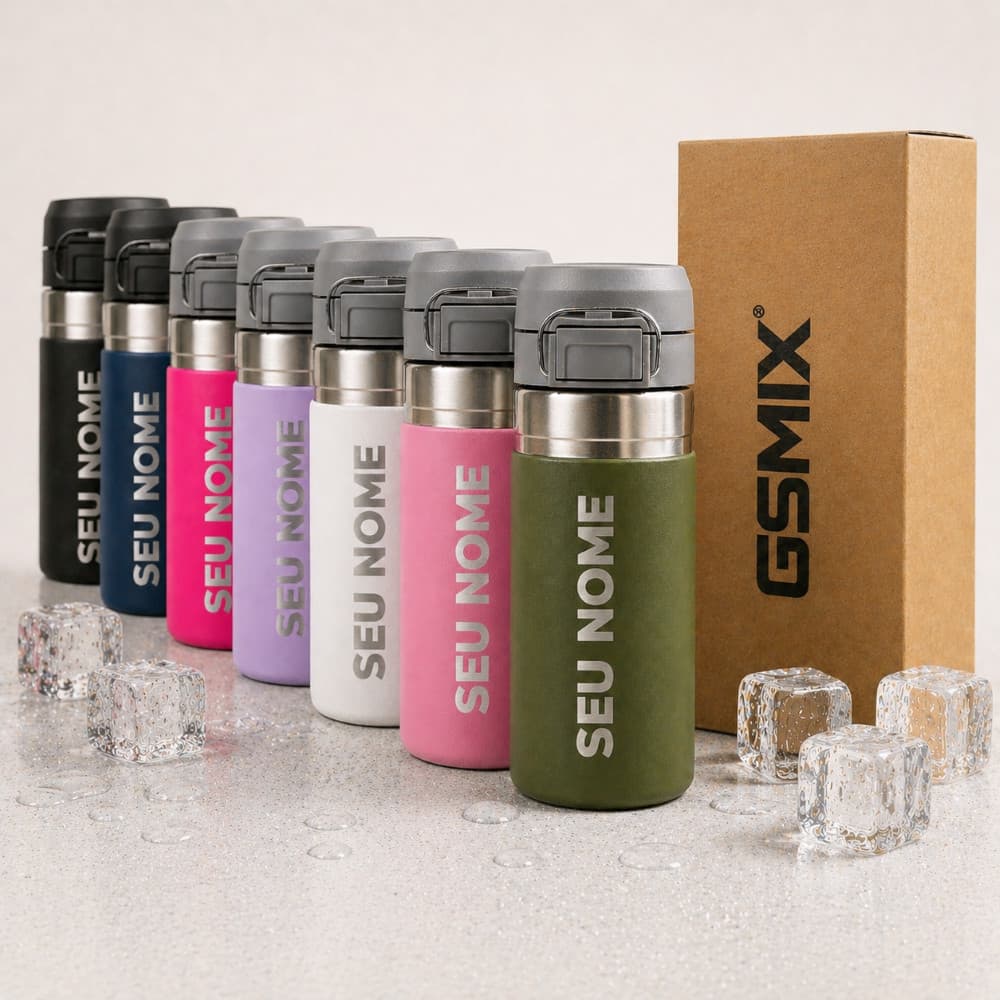 Garrafa Termica Personalizada Inox Água 600ml Seu Nome Logo Infantil Portátil Volta as Aulas