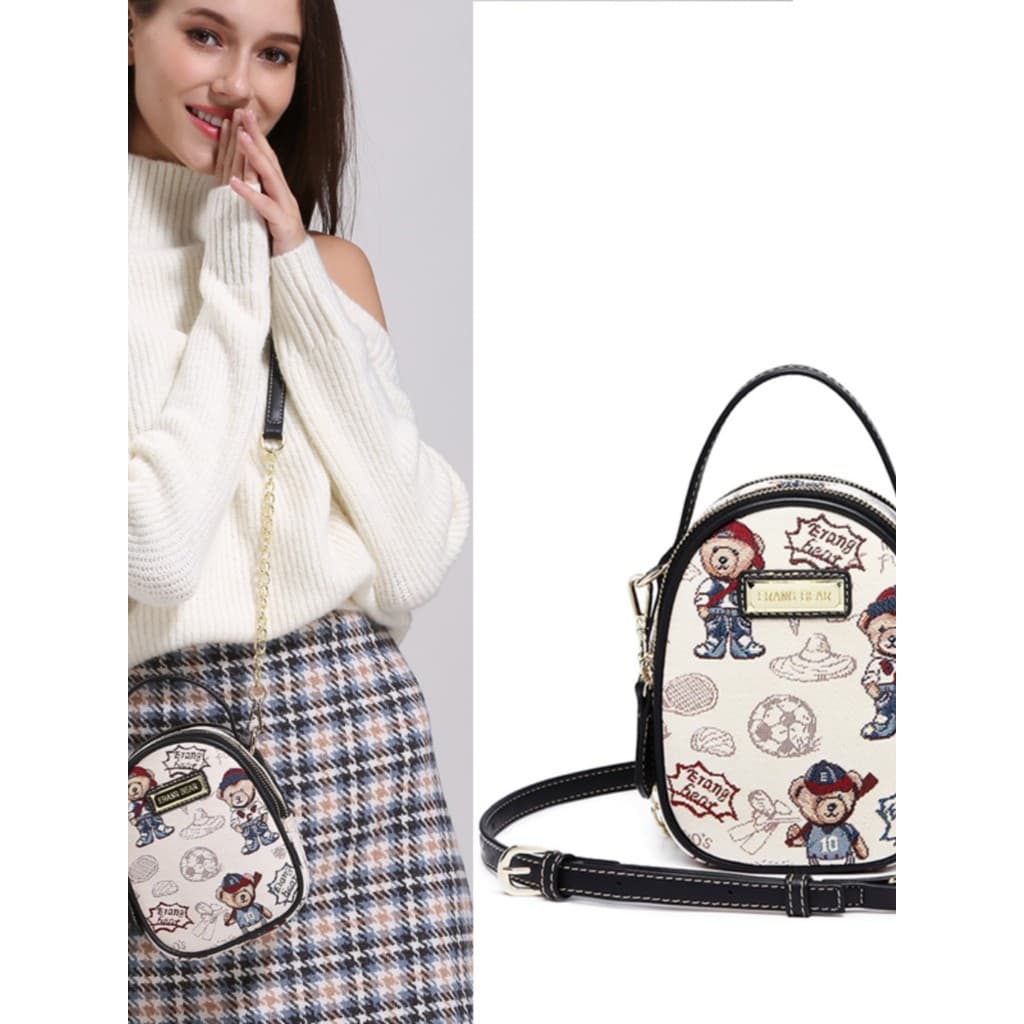 Winnie the Pooh Bolsa mensageiro de lona feminina All-Match Bolsa para celular Bolsa de ombro feminina Winnie the Pooh M