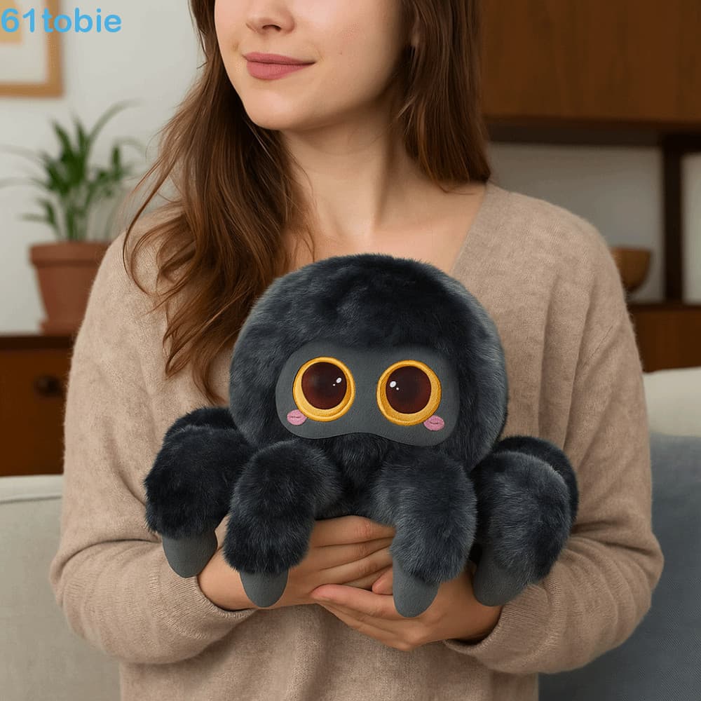 Boneca De Pelúcia De Aranha TOBIE , Animal Artesanal De Simulação , De Estimação Rastejante Preta Interativa