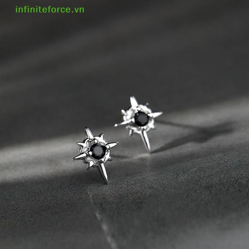 INVN 1 Par De Brincos Modernos Bla Zircon Star Para Homens , Mulheres , Casal , Personalidade Branca , De Hip-hop , Aces