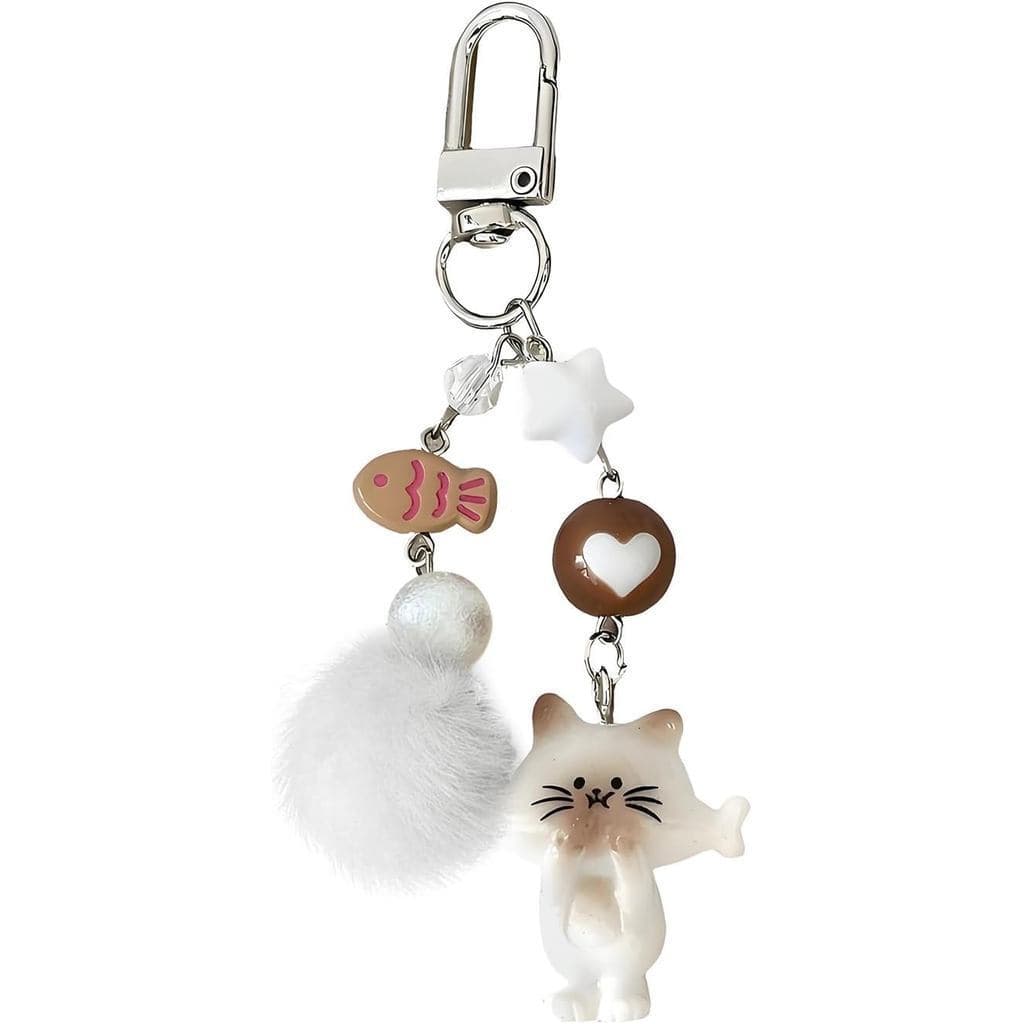 Bonito Y2K Gato Chaveiro Fofo Pom Bolsa De Pelúcia Encantos Para Bolsas Acessórios De Peixe Mulheres Presente Perfeito