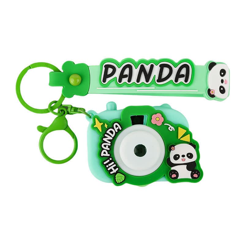 Bonito Panda câmera de projeção chaveiro dos desenhos animados brinquedo luminoso estudante mochila pingente pequeno pre