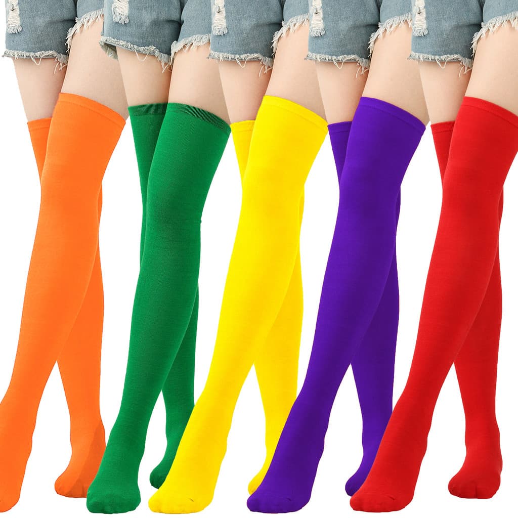 Meia de natal Cross-Border vermelho sobre o joelho meias femininas verde amarelo meias Halloween roxo