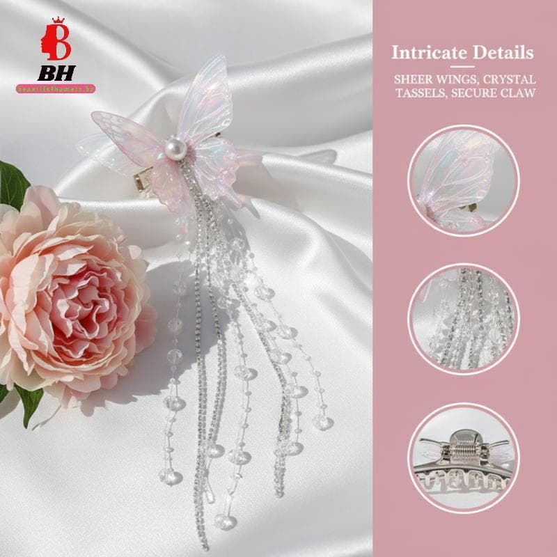 BH-TOY Frisado sel Borboleta Grampo De Cabelo Longo Mulheres Hairpin Estilo Fada Temperamento Acessório Para Uso Diário