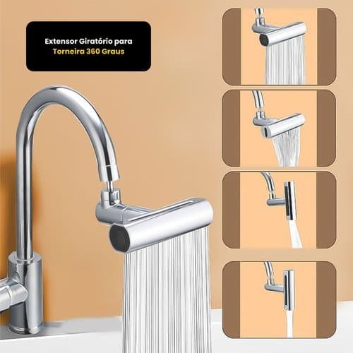 Extensor De Torneira Rotativo Ajustavel Alta Pressao Economiza Agua Multi Angulo