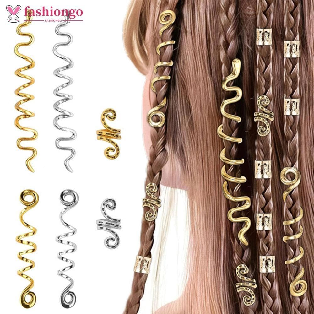 FASHIONGO 6 Peças Anéis De Cabelo De Metal Em Forma De Cobra Dourada Moda Retrô Trança Dreadlock Loc Joias Acessórios Pa