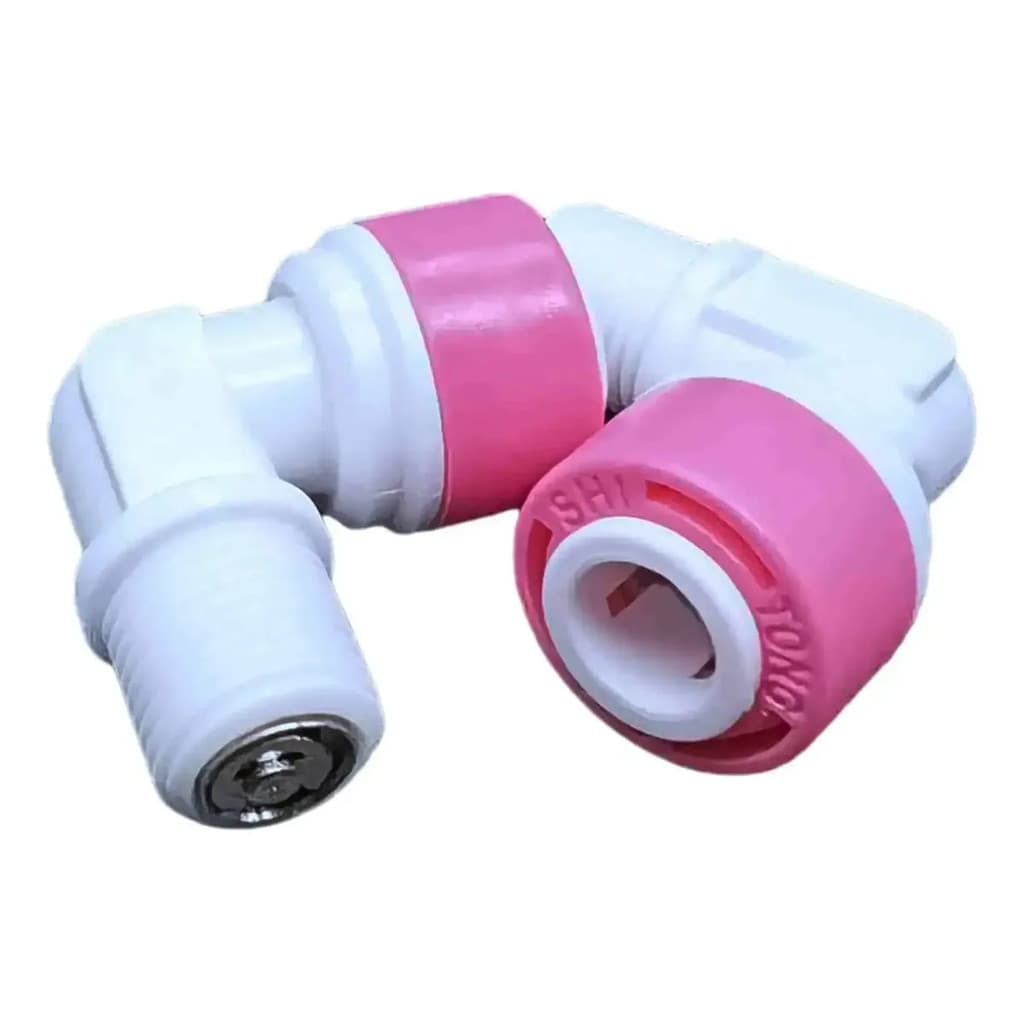 RY007-A Kit 5 Conector Cotovelo 90° Comprido Engate Rápido 1/4" x Rosca Macho 1/8" Alta Resistência