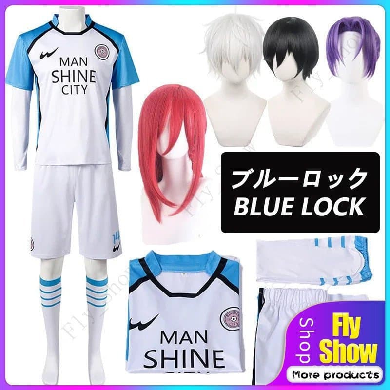 Fantasia de Cosplay do Anime Blue Lock 2025, Uniforme Vermelho, Camiseta, Peruca Masculina, Chigiri Hyoma, Seishiro Reo