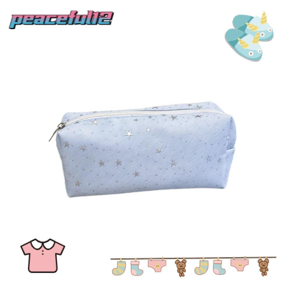 Bolsa De Armazenamento PEACEFUL , Caneta De Grande Capacidade Com Bolinhas Estrela , Lápis Portátil Design De Zíper
