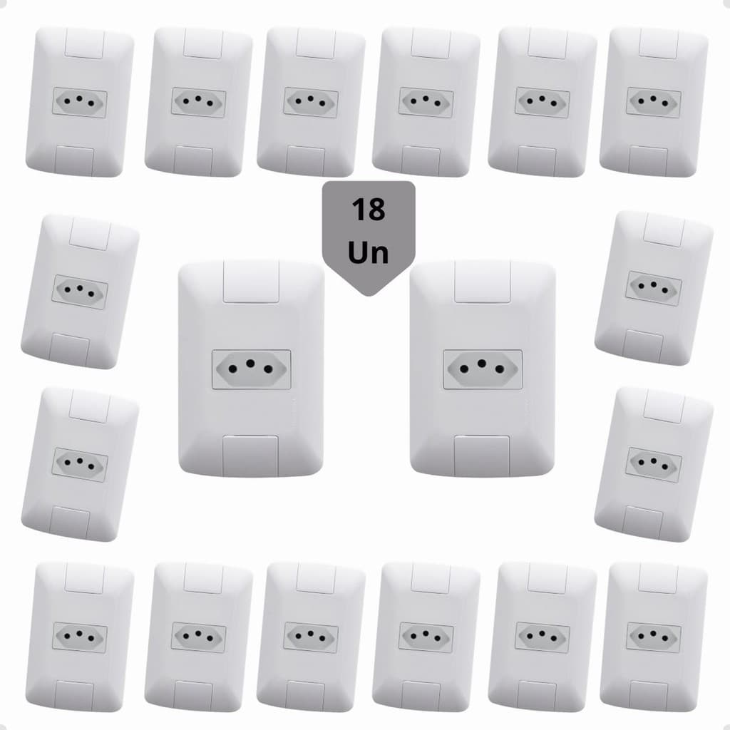 Conjunto 18 Tomadas Simples  2P+T 20A/250V Tramontina Aria Branco