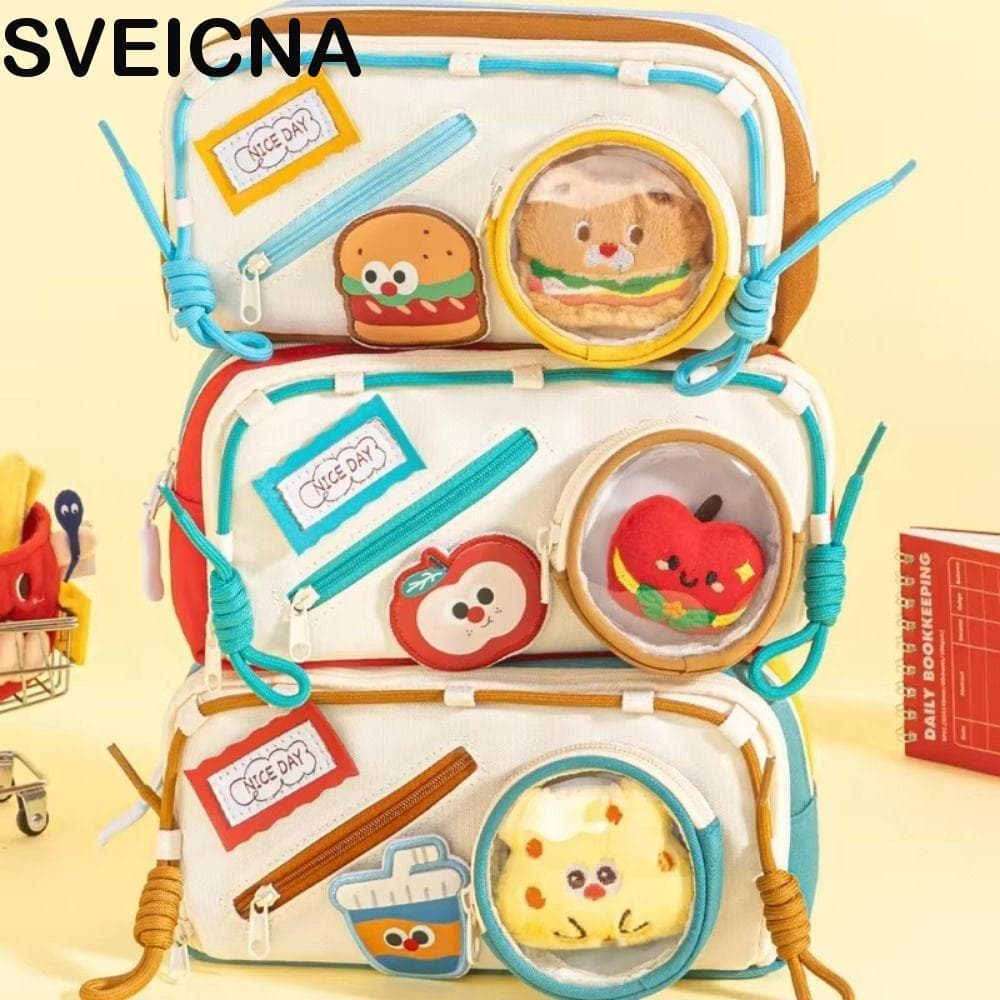 Estojo De Lápis Para Hambúrguer SVEICNA , Bolsa Estética Deliciosa Escola De Alimentos , Caixa Organizadora Multifuncion