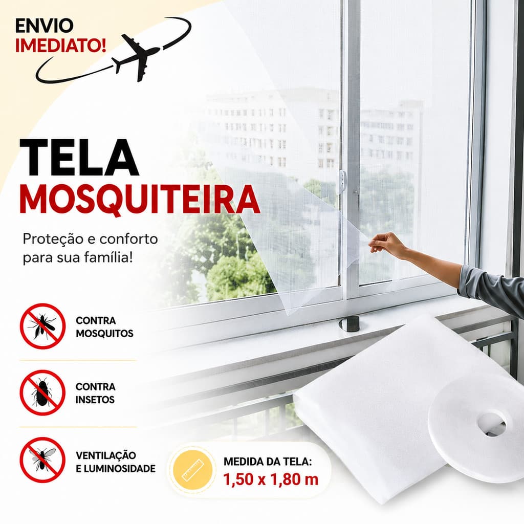 Tela Mosquiteira Adesiva 4 Unidades 1,50x1,80 Anti Mosquito Insetos * Envio Imediato *