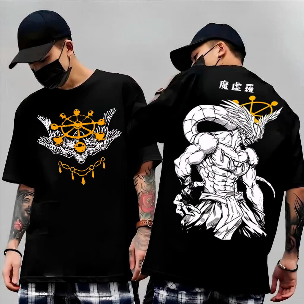[Camiseta Premium em Algodão Puro]VU Camiseta General Divino Mahoraga Jujutsu Kaisen Sukuna King Cursed Anime Unissex