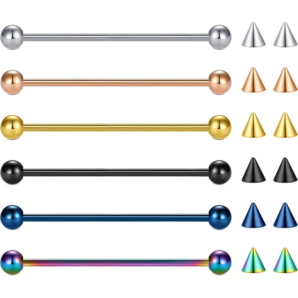 FECTAS 14G Joia de Piercing Industrial em Aço Inoxidável, Brinco de Cartilagem Industrial para Mulheres e Homens, Joia d