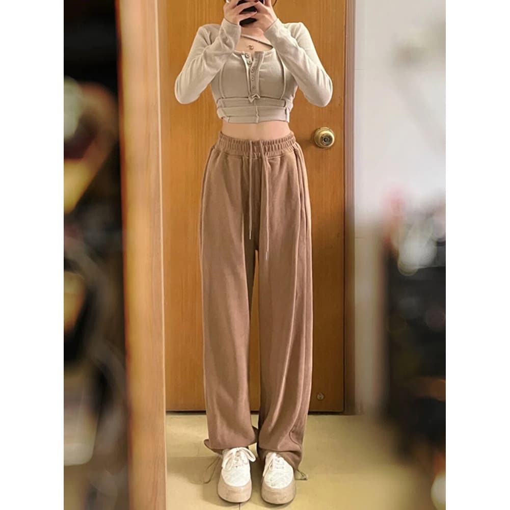 Solto All-Match calças esportivas femininas início do outono novo estilo de cintura alta Harem Leggings ins na moda cord