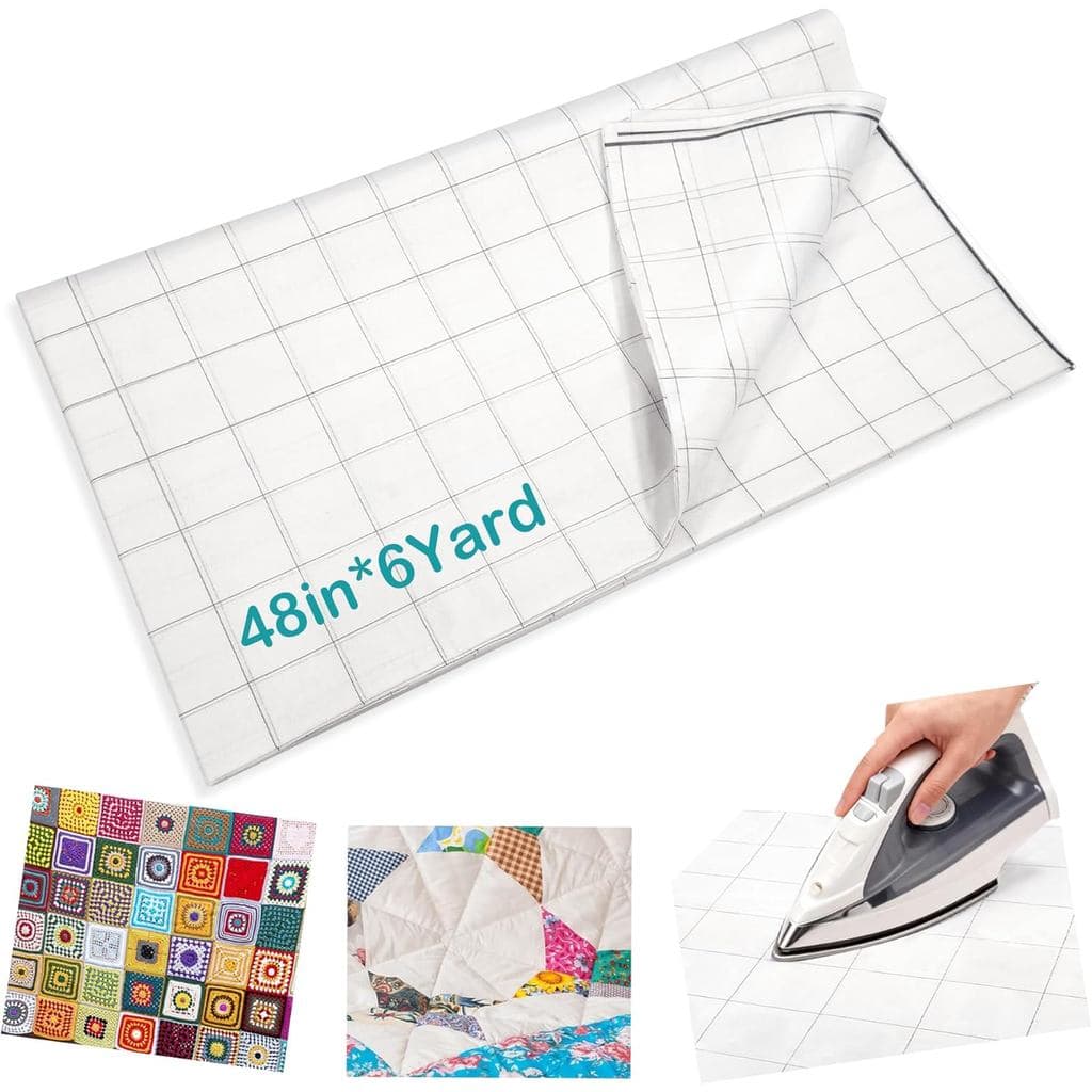 Fusible Interfacing for Sewing Lightweight Fusible Interfacing with 2inch Grid Nonwoven Layout Iron On Polyester/Rayon I