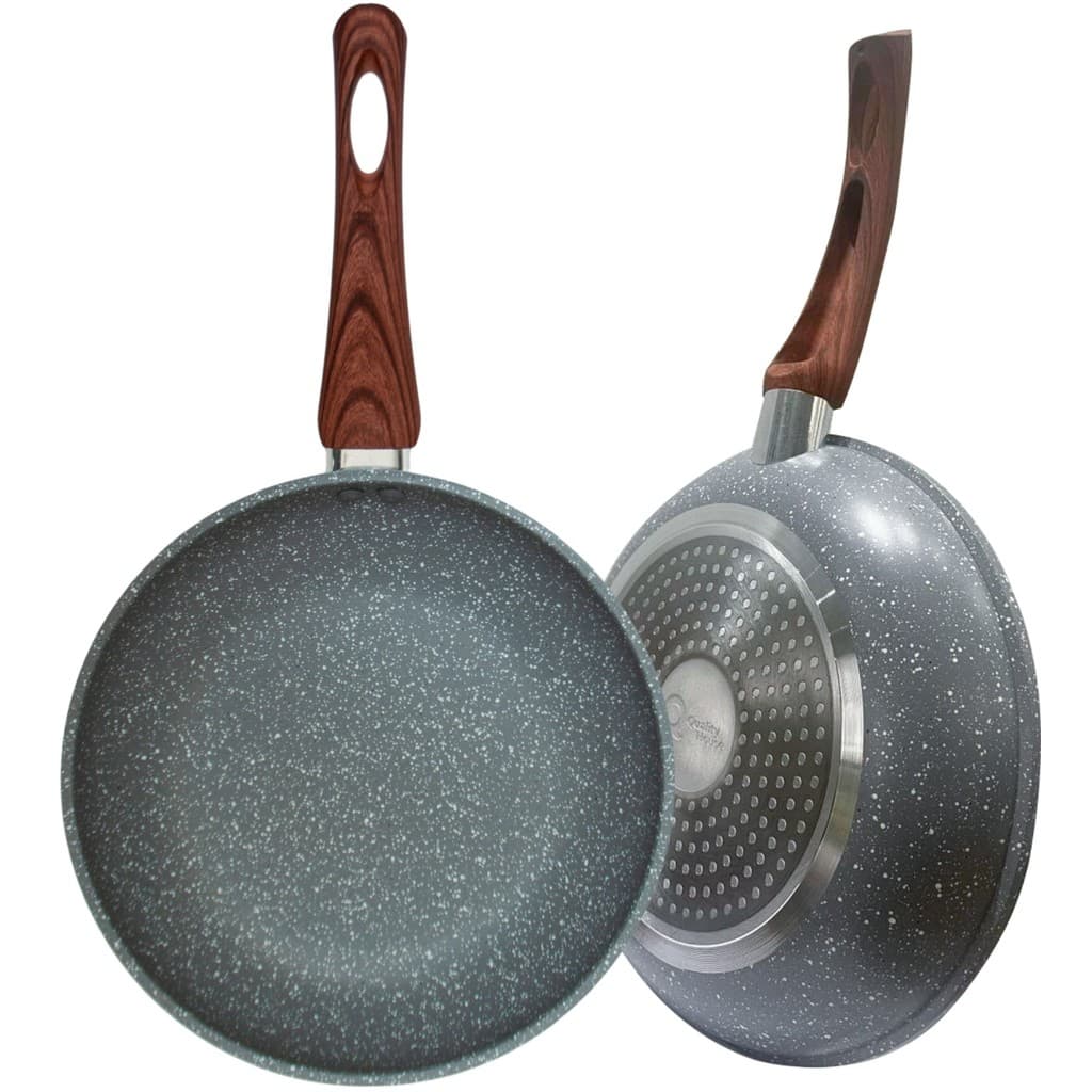 Frigideira Antiaderente 20 cm Não Usa Óleo Cerâmica Granito Cream  Fundo Triplo Premium Indução