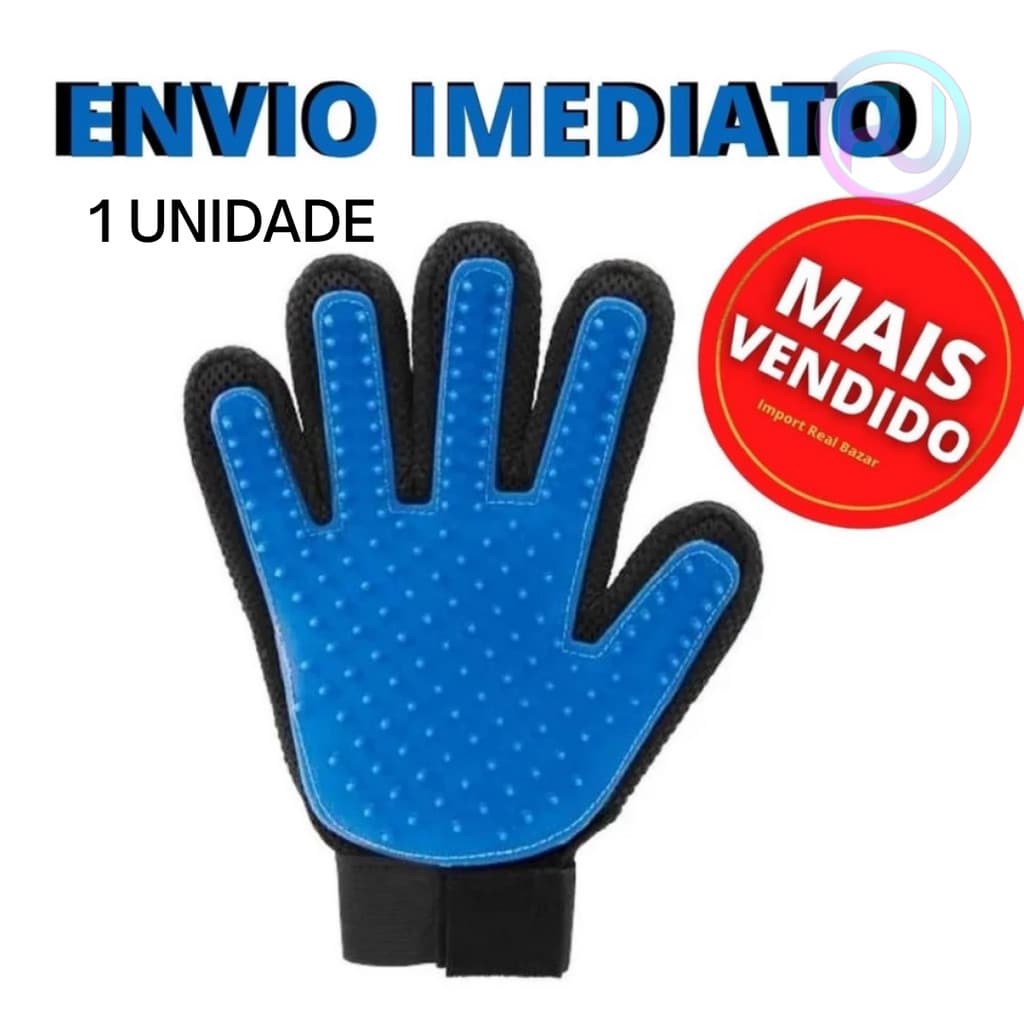 Luva Escova Massageadora Tira Pelos Cachorro Gato True Touch