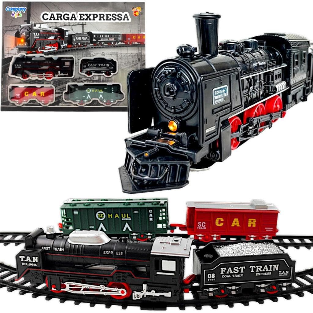 Brinquedo trem carga Ferrorama Grande 320cm trilho à pilha
