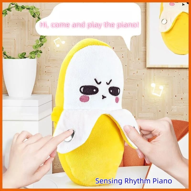 Boneco de Pelúcia Criativo com Sensor de Ritmo Musical, Ornamento de Mesa, Ideia de Presente Peculiar, Piano Interativo