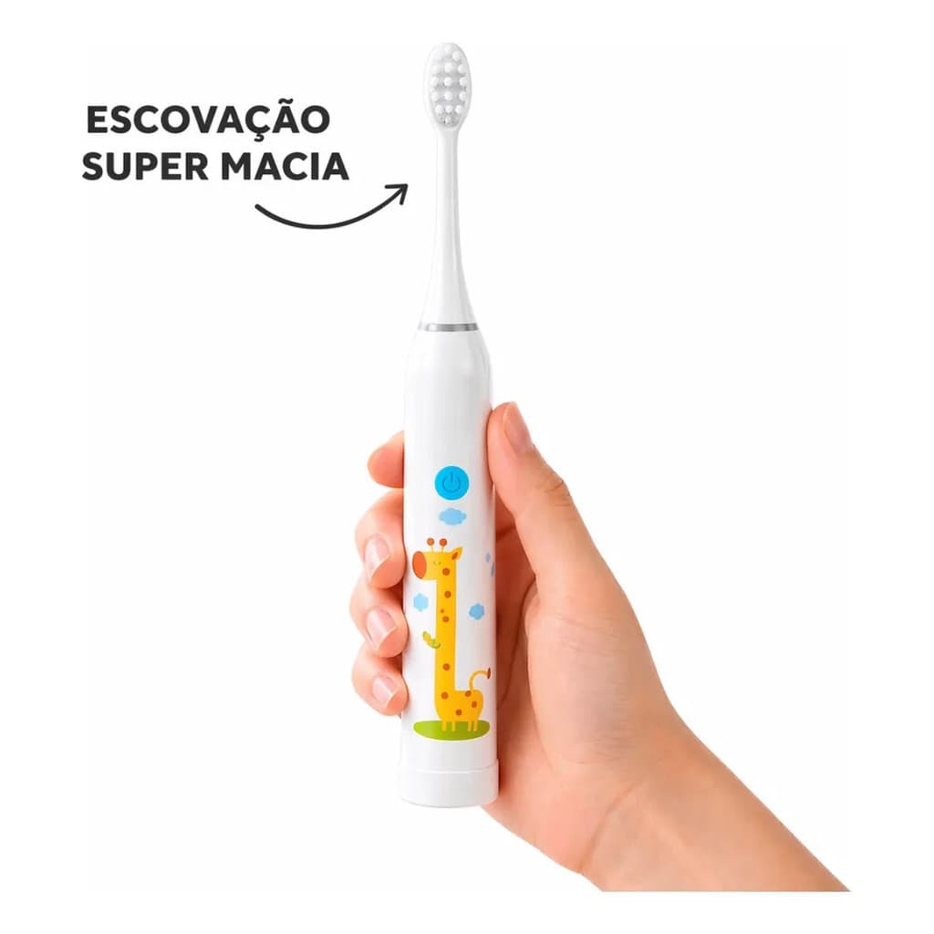 Escova Elétrica Infantil Dental Recarregável Usb Girafa