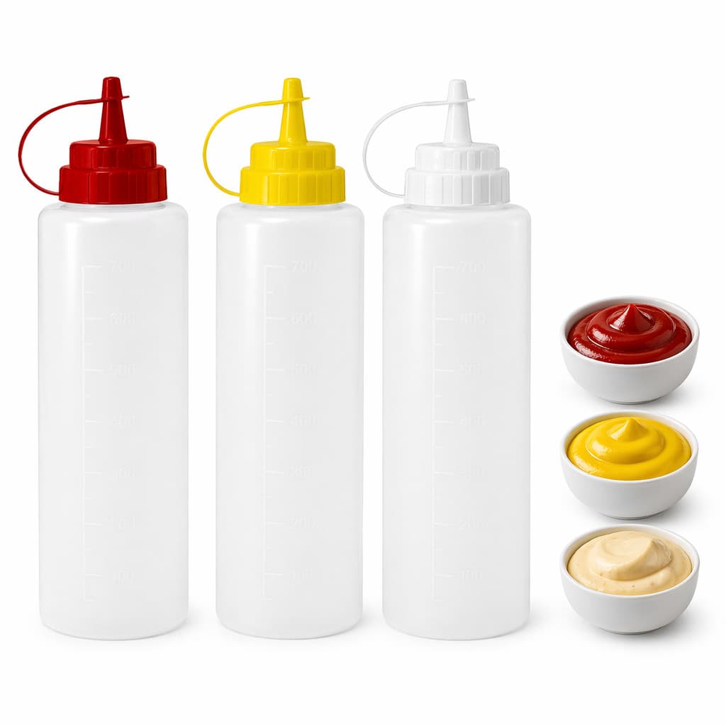 Bisnaga de Molho 1L Profissional ShopMais Frasco Squeeze Mostarda Ketchup Maionese Premium Dosador