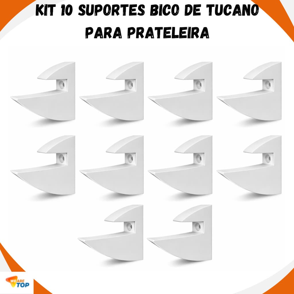 Kit 10 Suportes Bico De Tucano Para Prateleira De 15mm Suporte Invisivel Top