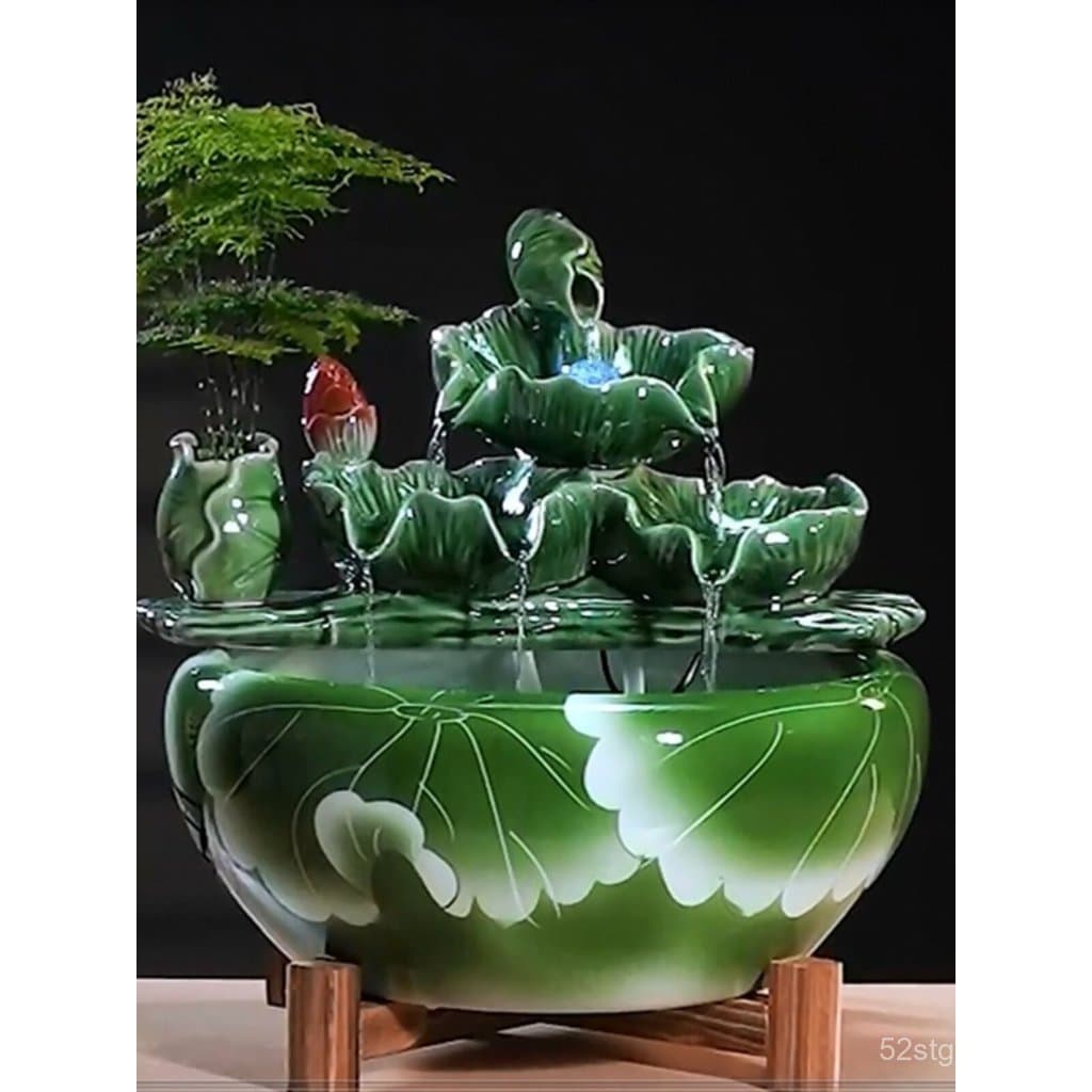 Fonte de água corrente para aquário, oxigenação circulante, formato redondo, pequena bacia de cerâmica para mesa, para a