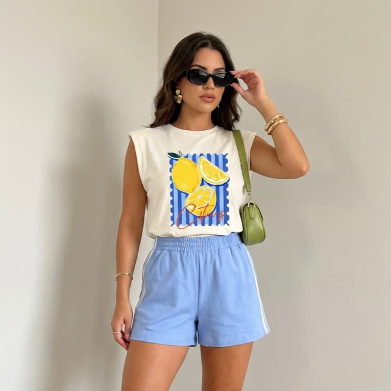 Regata Muscle Tee T-Shirt Algodão Básica Camiseta Estampa tendencia estilosa blogueira