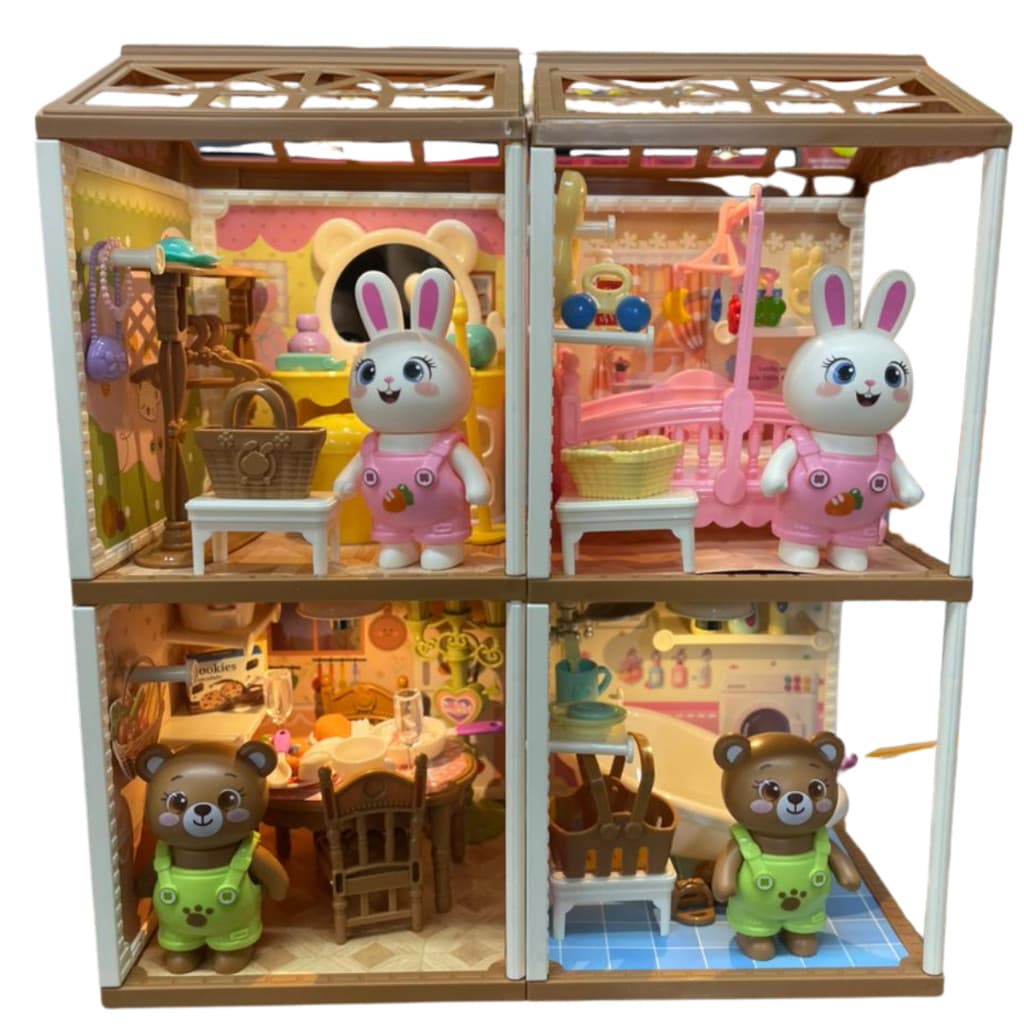 Brinquedo Casa de Montar Cenario DIY Ursinho ou Coelho Presente incrível