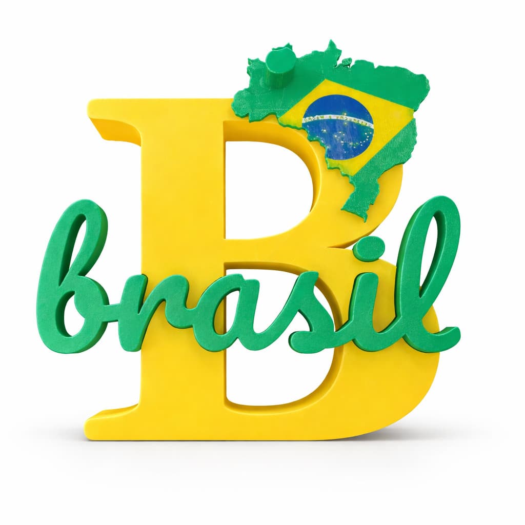 Letra Decorativa Brasil 3D Enfeite Copa Do Mundo