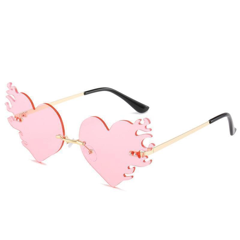 Novos Óculos de Sol Sem Armação da Moda, Lentes Únicas em Forma de Chama, Proteção UV400, Óculos de Sol Vintage em Forma
