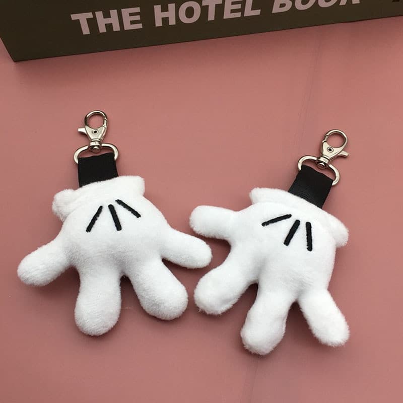 8cm Mickey Mouse Minnie Luva Chaveiros Para Mochilas Pato Donald Brinquedos De Pelúcia Anime Plushie Kawaii Acessórios C