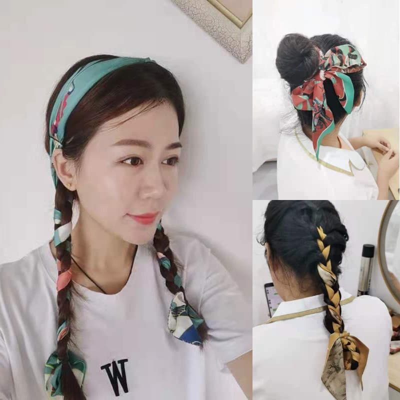 Estreito longo listrado lenço de seda bandana feminino estilo Retro Hanfu combinando decoração High-End fita gravata enr