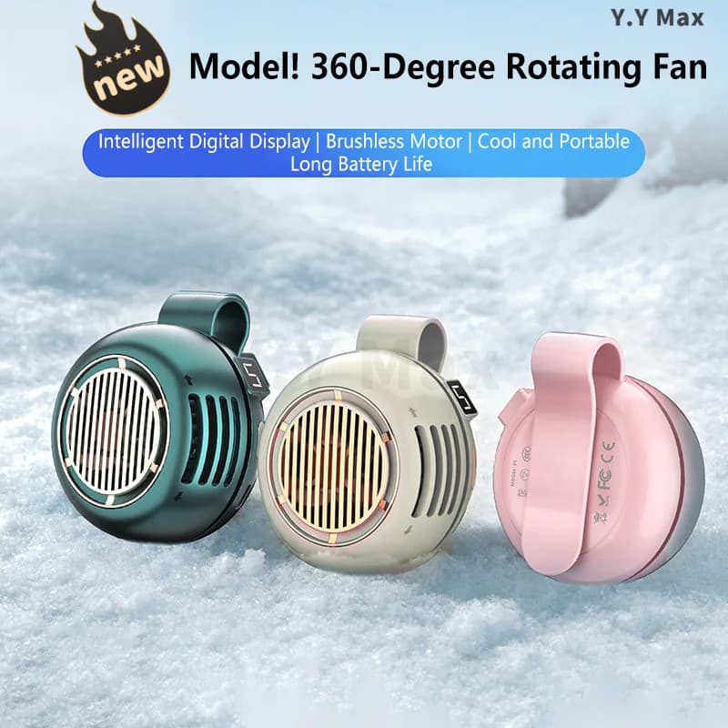 Novo Pequeno Redemoinho Portátil Fivela Ventilador Velocidade De Ajuste Inteligente Mini Cintura Pendurado Handheld Blad