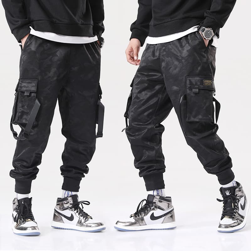 Estilo funcional macacão masculino Street Wear paraquedista calças masculinas outono inverno solto calças casuais grande