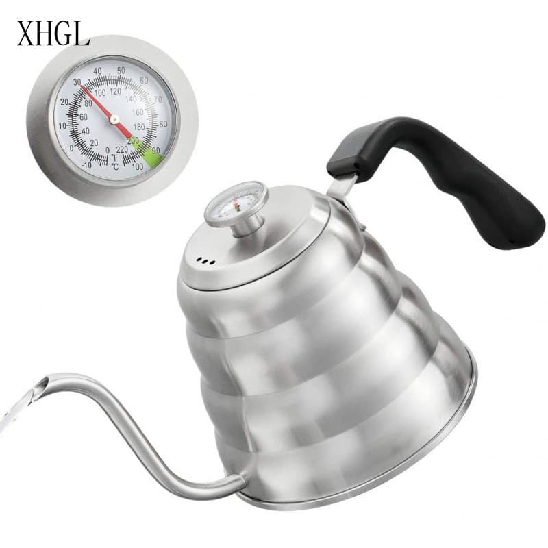 Chaleira de Café Ganso Neck de 1000 / 1200 ml com Termômetro, Bico para Chá, Funciona em Fogões e Qualquer Fonte de Calo