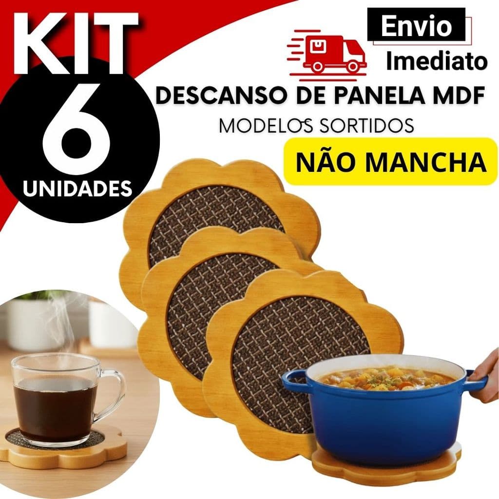 Apoio Térmico para Panelas Mesa Posta Cozinha Gourmet Resistente Cozinha Proteção Mesa Kit 2 3 4 6 Unidades