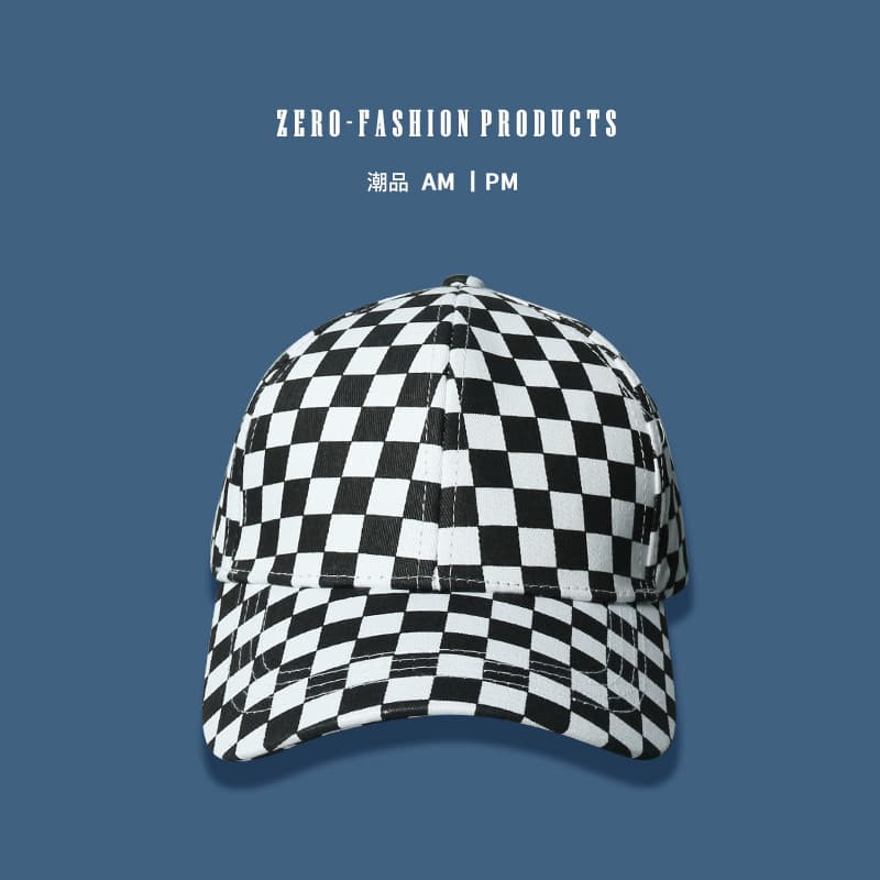 Boné de beisebol xadrez xadrez masculino feminino moda preto branco Houndstooth boné quatro estações japonês versão core