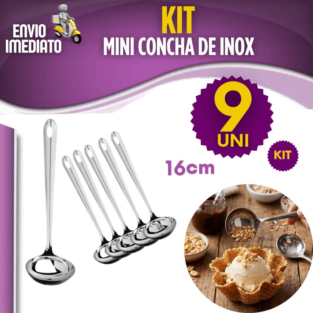 Mini Concha 3/5/7/9 Peças Pequena Servir Caldas Cobertura Farofa Molho Tempero Vinagrete Aço Inox